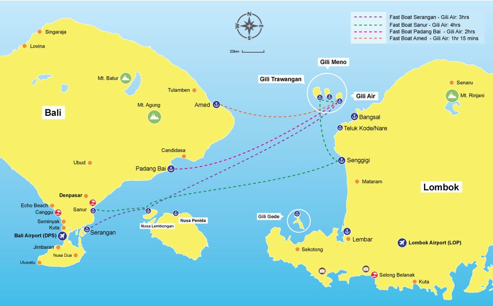 bali to gili air boat routes map
