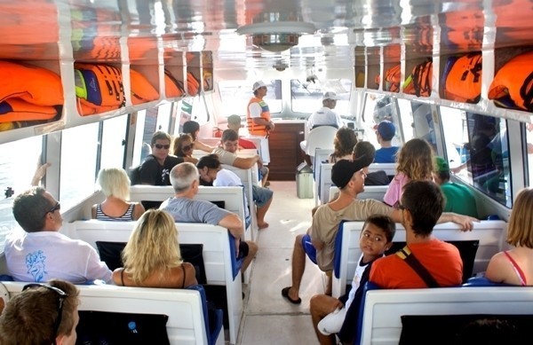 Bali to Gili Trawangan boat interior