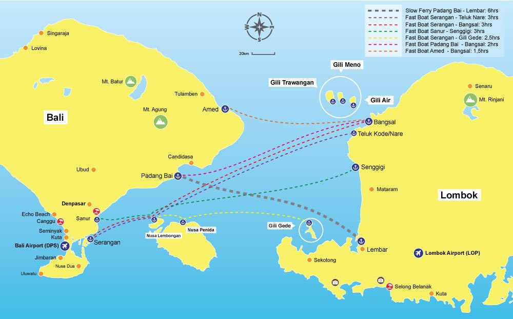 Bali to Lombok Slow Ferry and Fast Boat routes