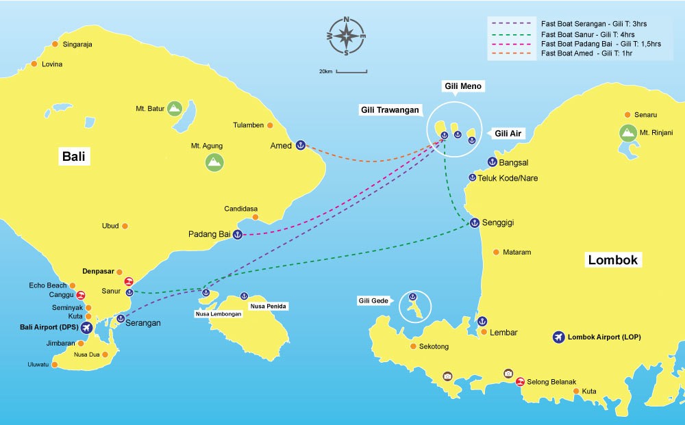 bali to gili trawangan routes map