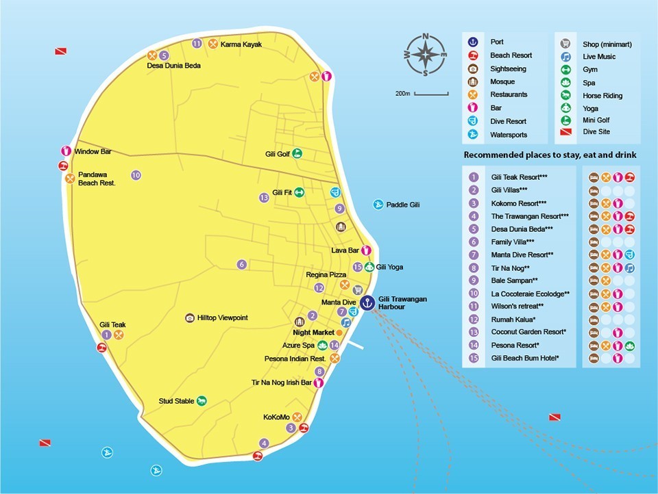 Gili Trawangan Travel Tips map