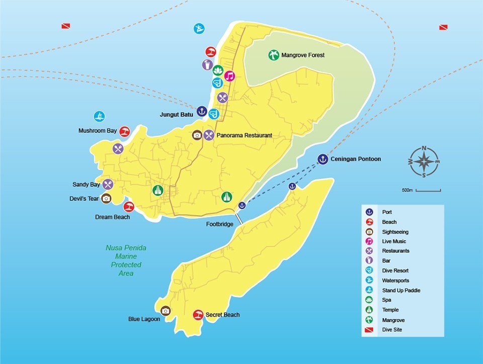 Lembongan map Gili Bookings